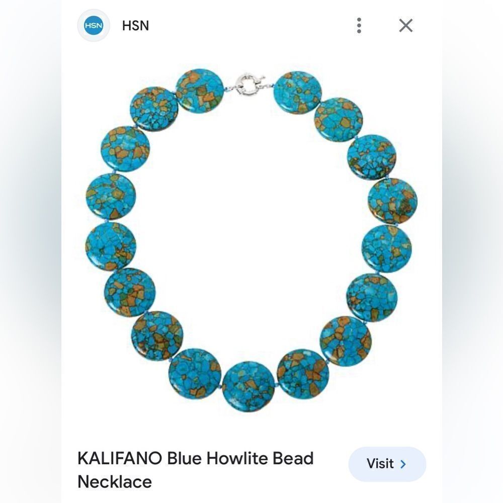 Kalifano blue howlite bead necklace